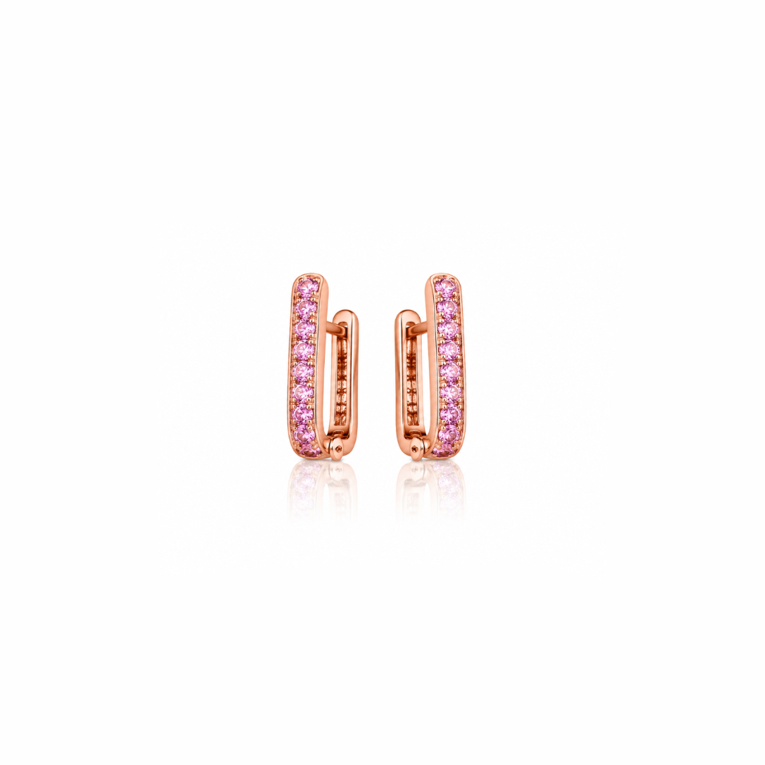Gemstone Rectangular Hoop Earrings