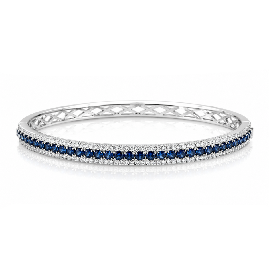 Gemstone & Diamond Halo Bangle