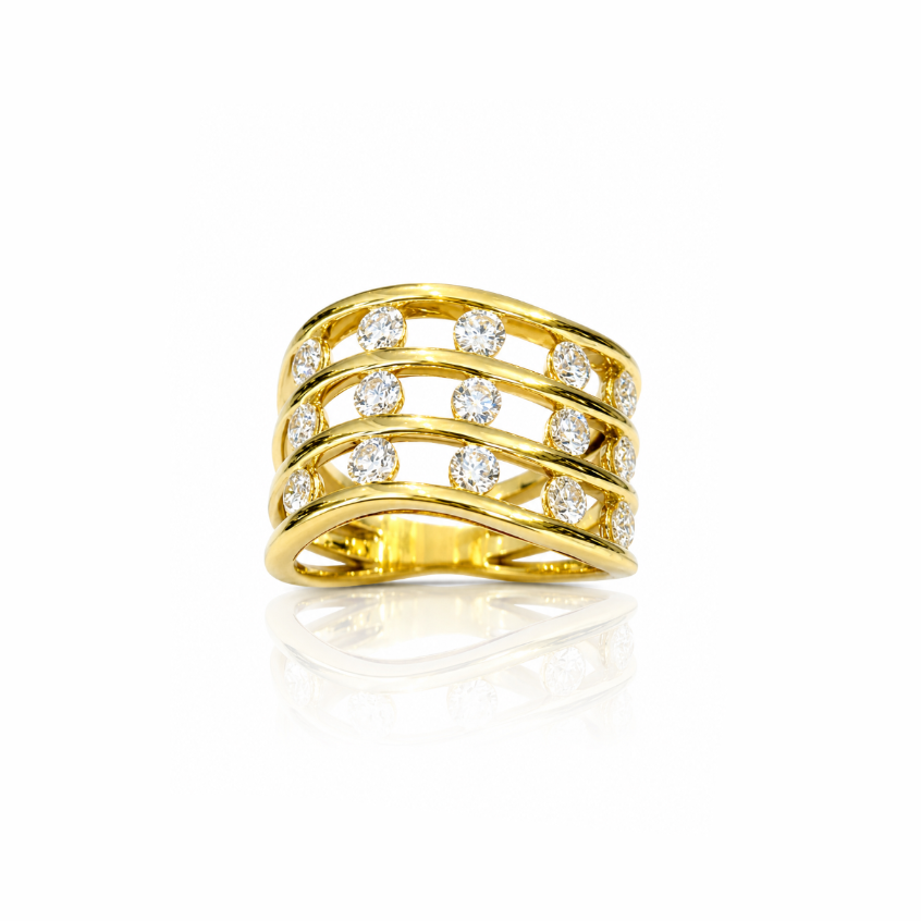 Floating Diamond Cuff Ring