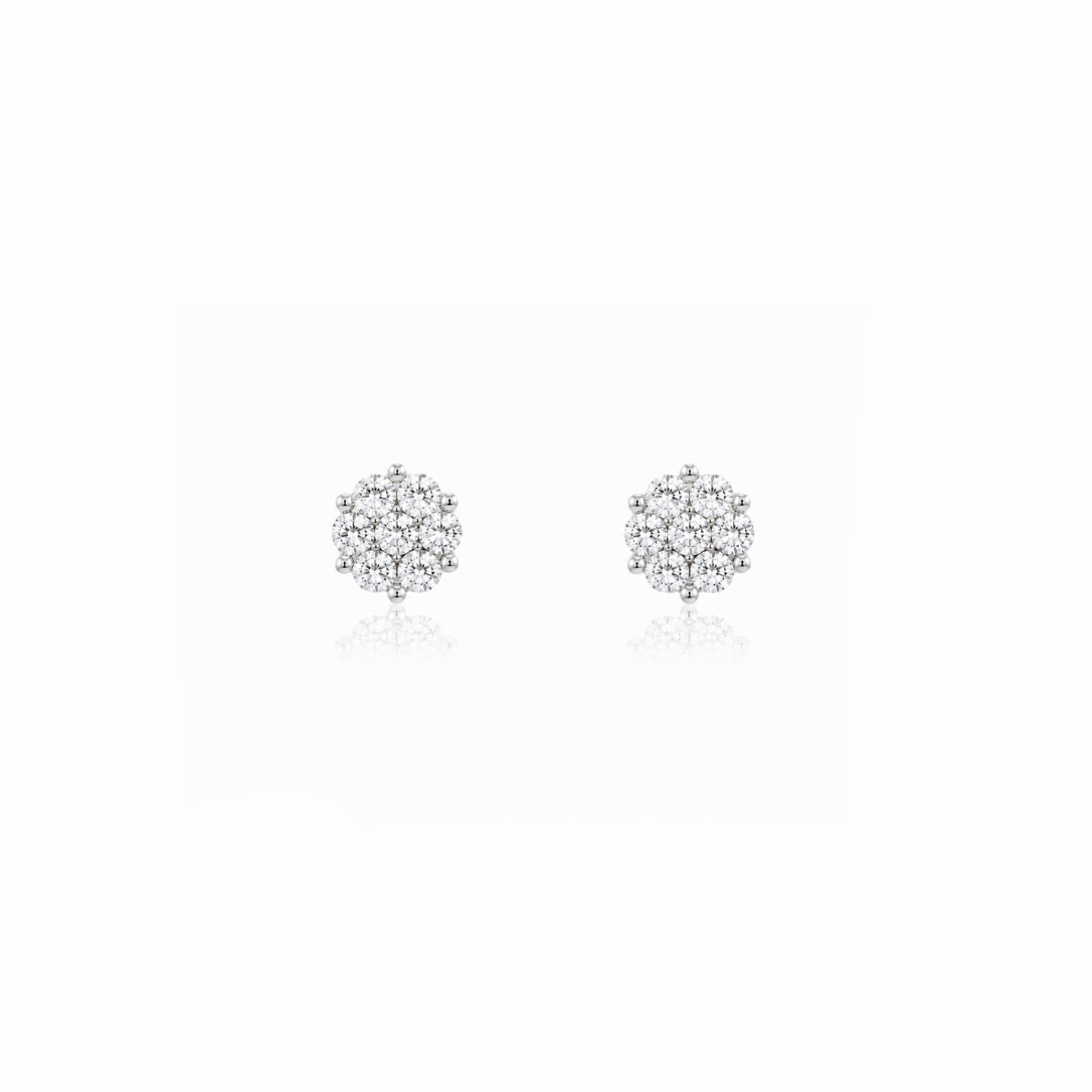 Diamond Cluster Stud Earrings