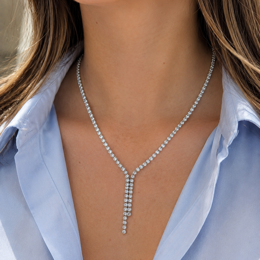 Diamond Drop Tennis Necklace
