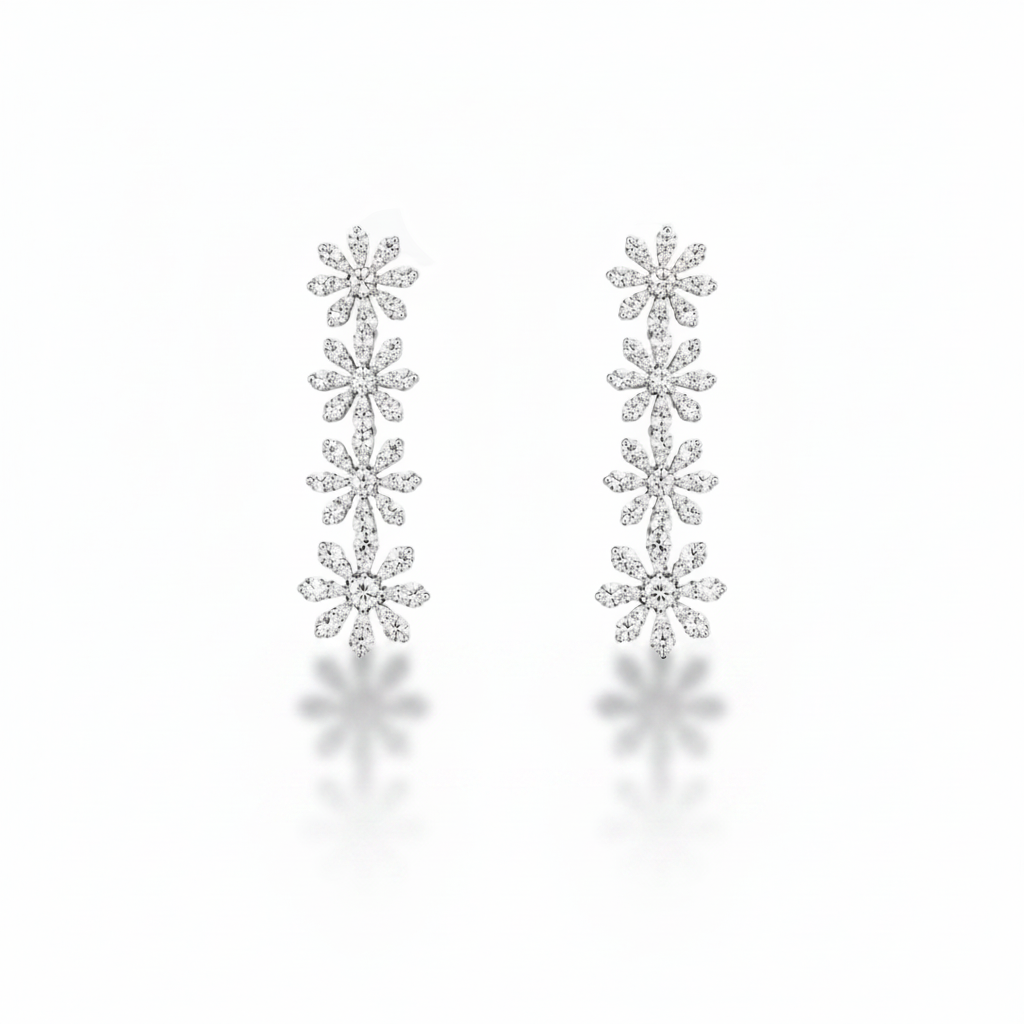 Daisy Diamond Dangling Earrings
