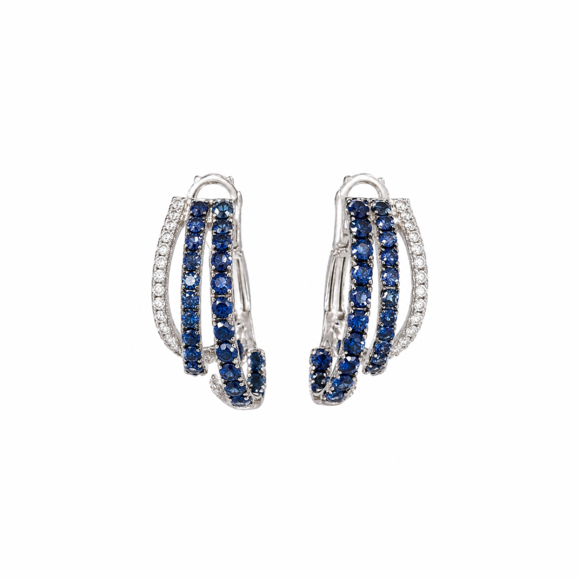 Three Row Sapphire Hoops