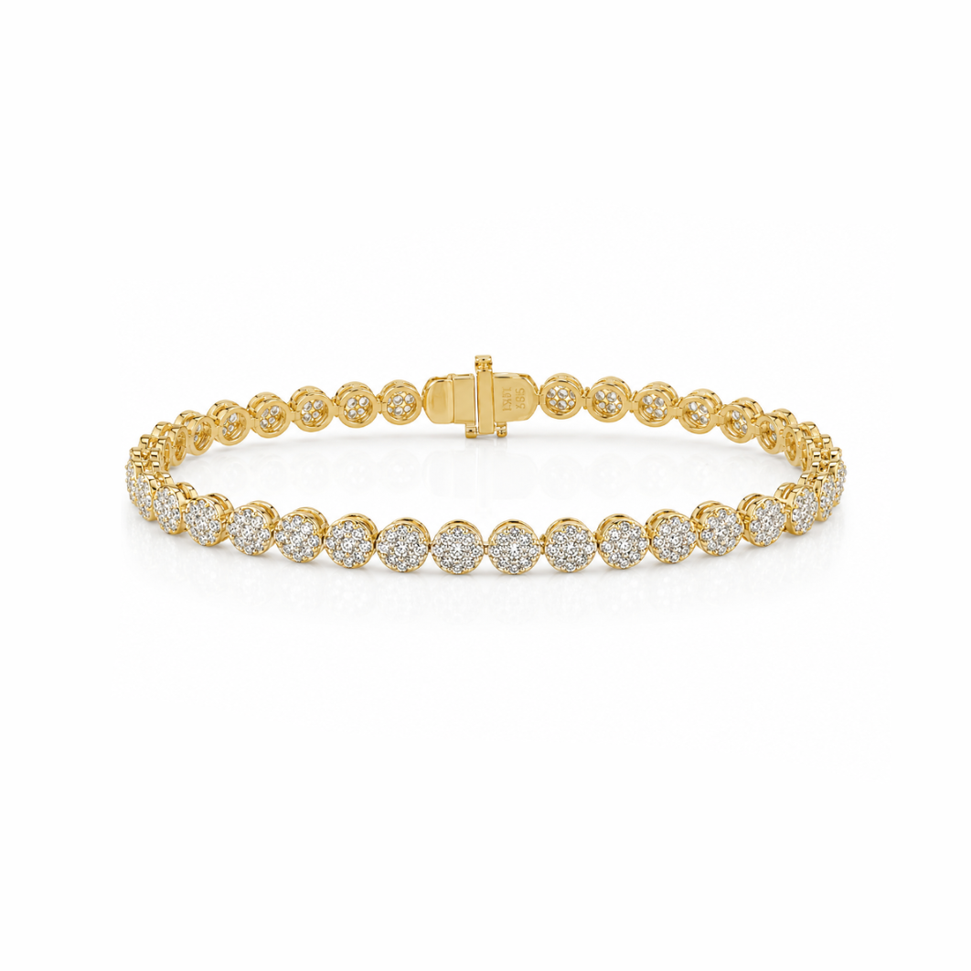 Cluster Diamond Tennis Bracelet