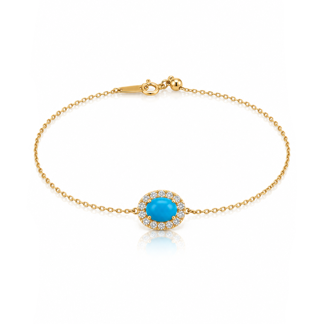 Oval Turquoise Chain Bracelet