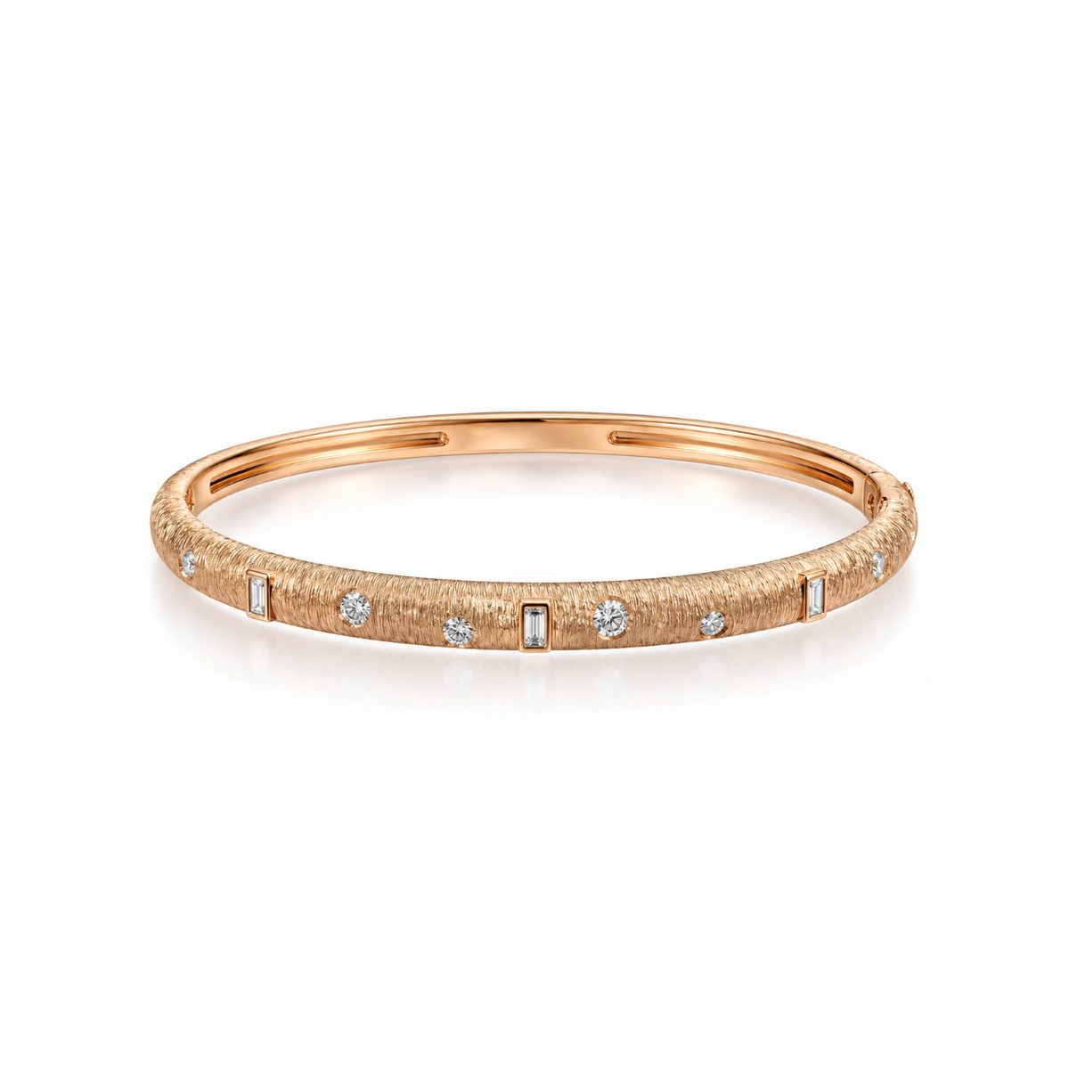 Brushed Multishape Diamond Bangle