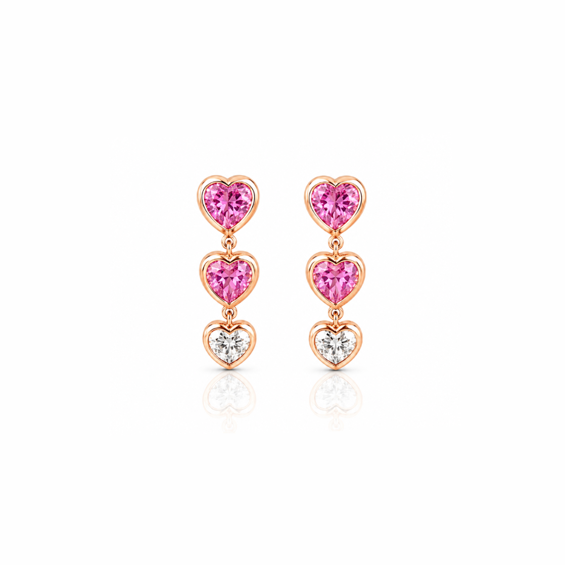 Bezel Heart Drop Earrings