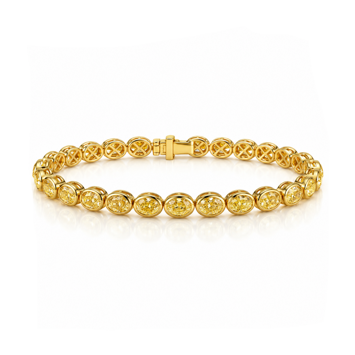 Yellow Diamond Oval Tennis Bracelet