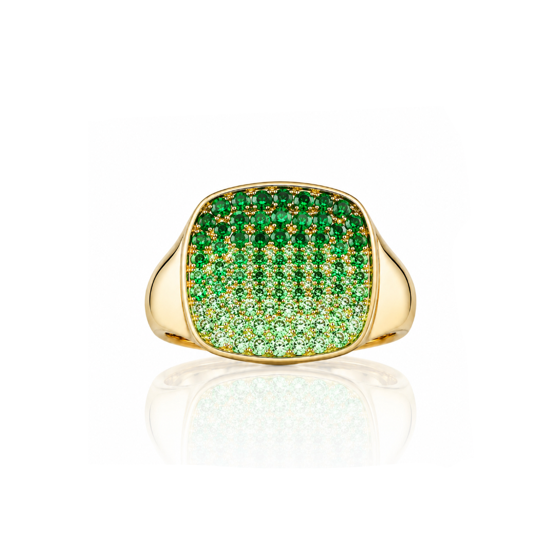 Emerald Ombré Signet Ring