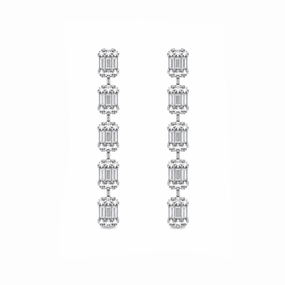 Diamond Baguette Illusion Earrings