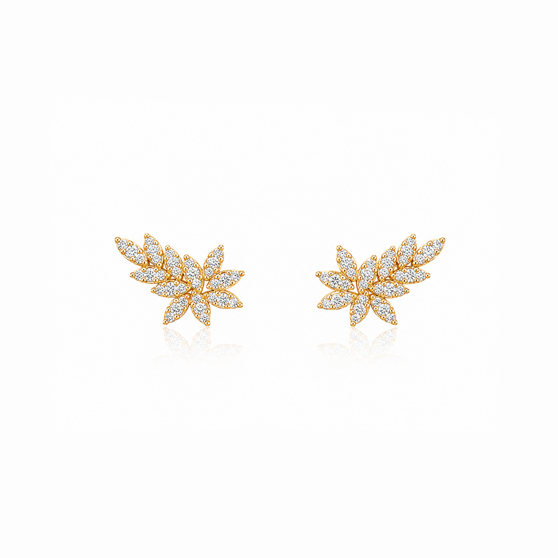 Leaf Diamond Climber Earrings