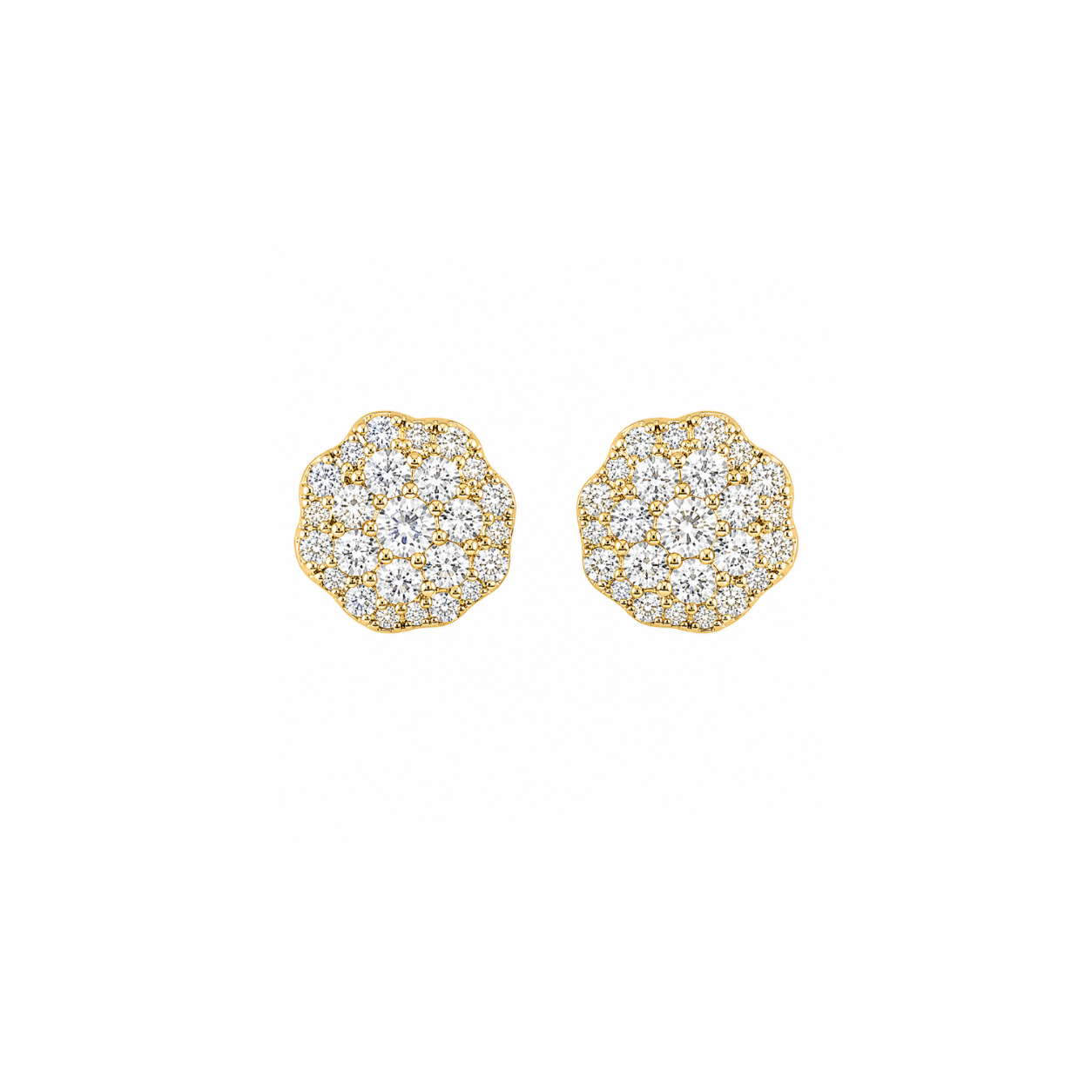 Diamond Pavé Flower Cluster Earrings