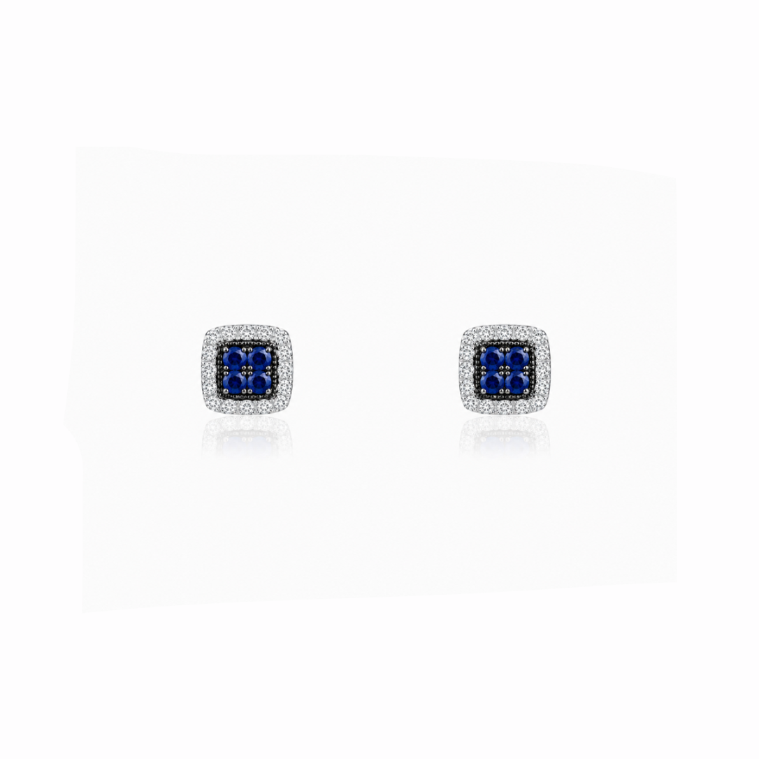 Blue Sapphire Squared Jacket Earrings