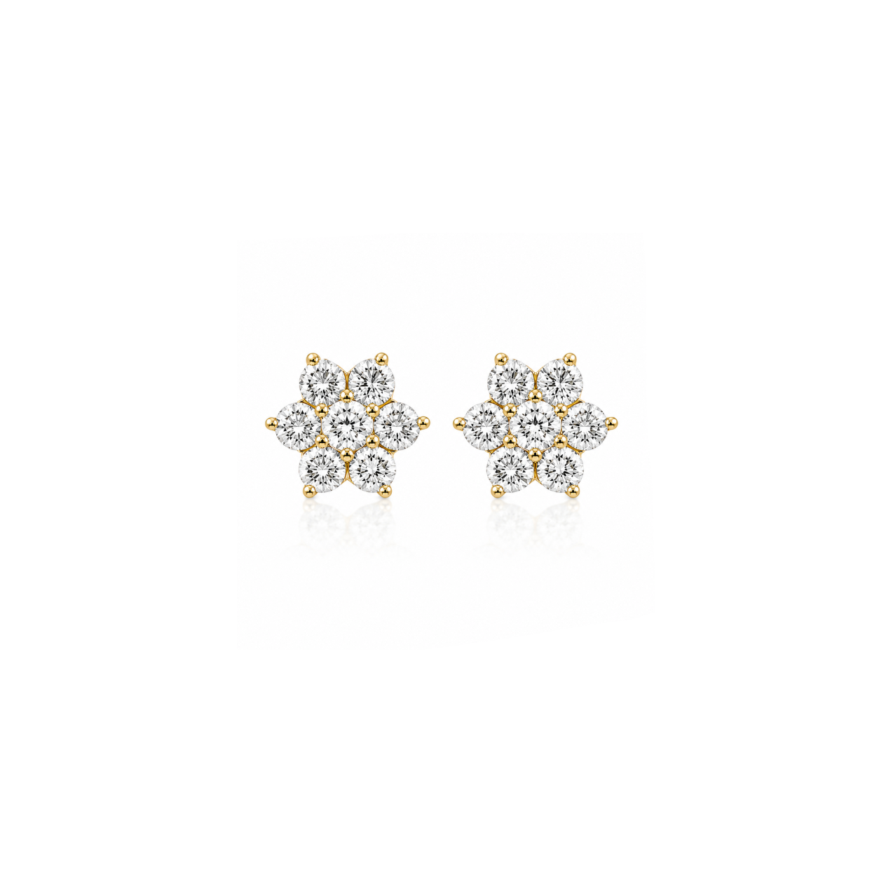 1 Ct Diamond Flower Stud Earrings