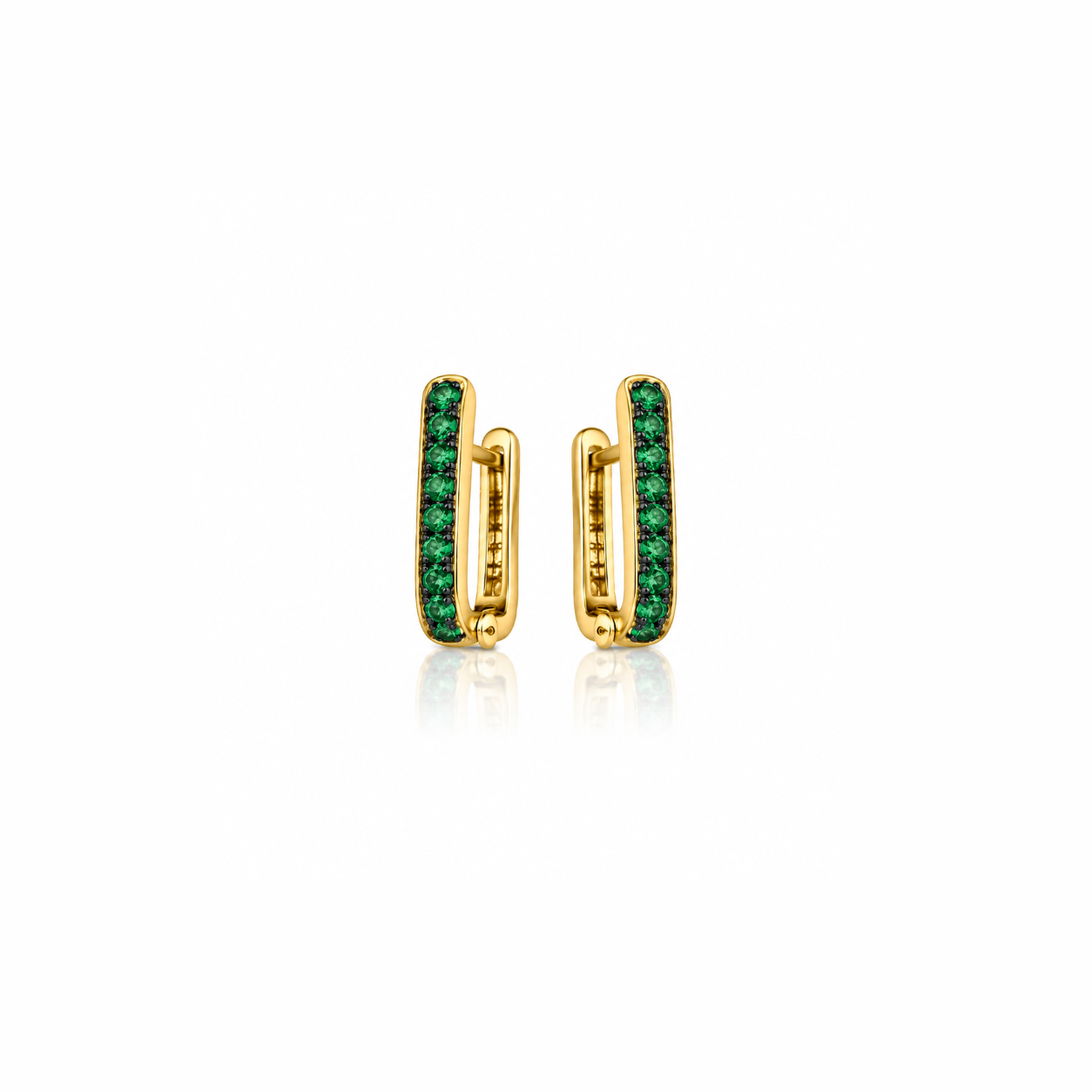 Gemstone Rectangular Hoop Earrings