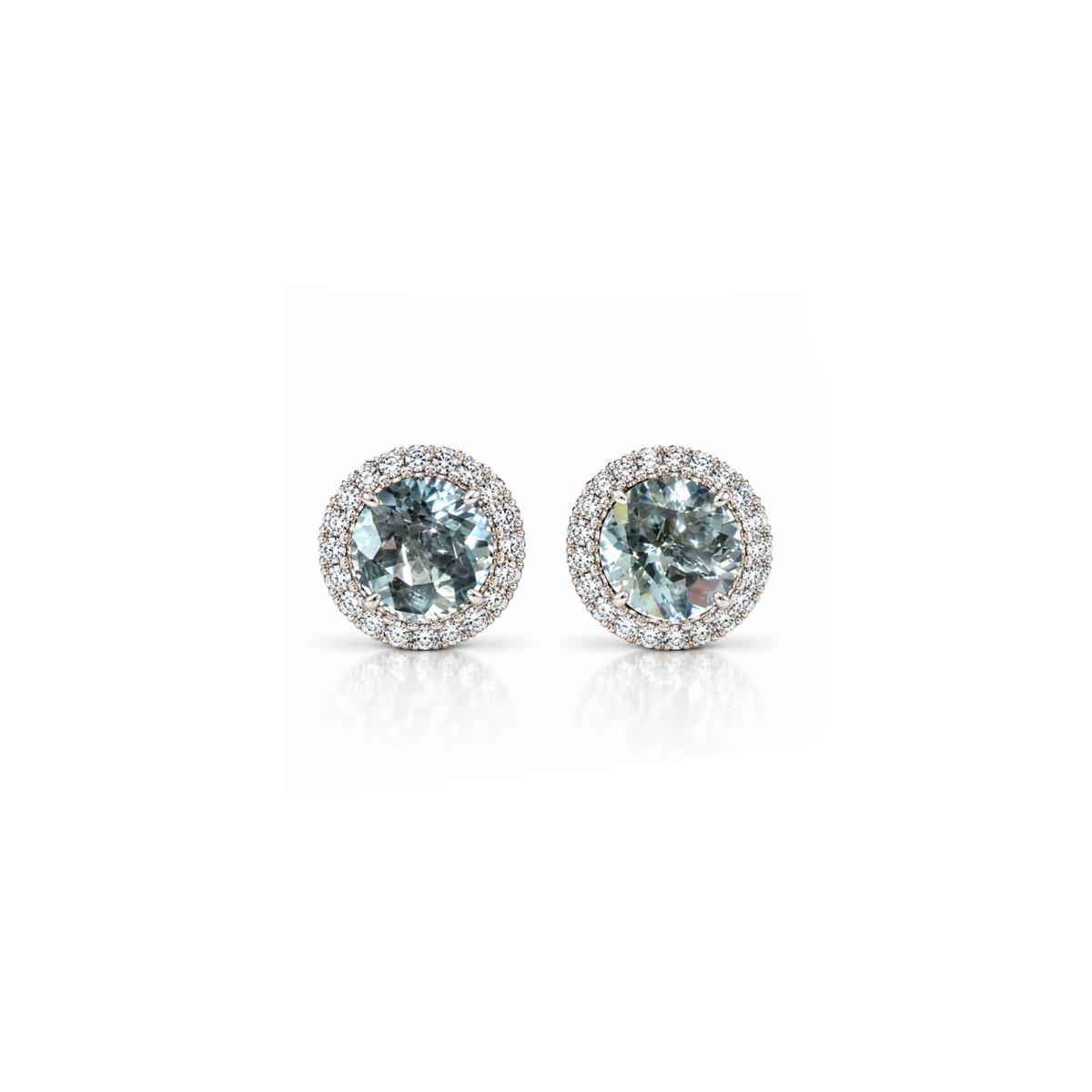 1.5 ct Aquamarine & Diamond Halo Earrings