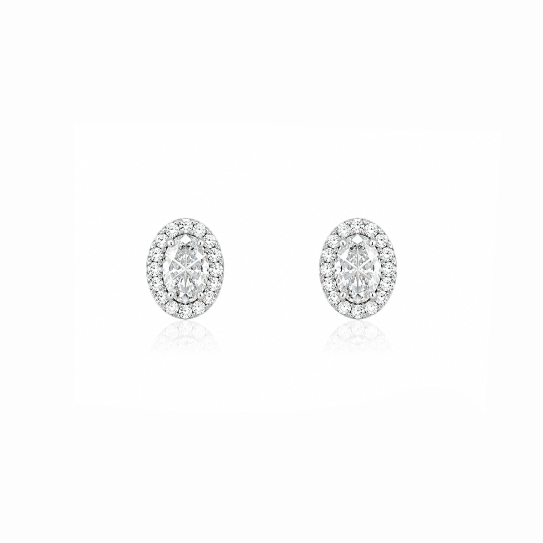 Illusion Oval Halo Stud Earrings