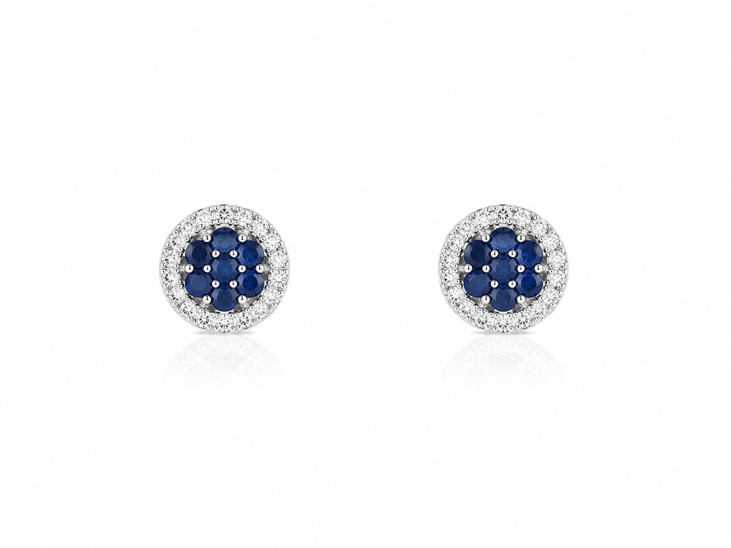 Blue Sapphire Halo Stud Earrings