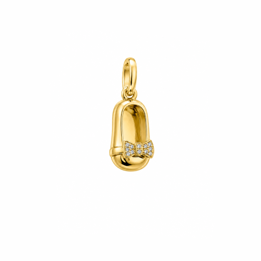 Solid Gold and Diamond Baby Girl Shoe