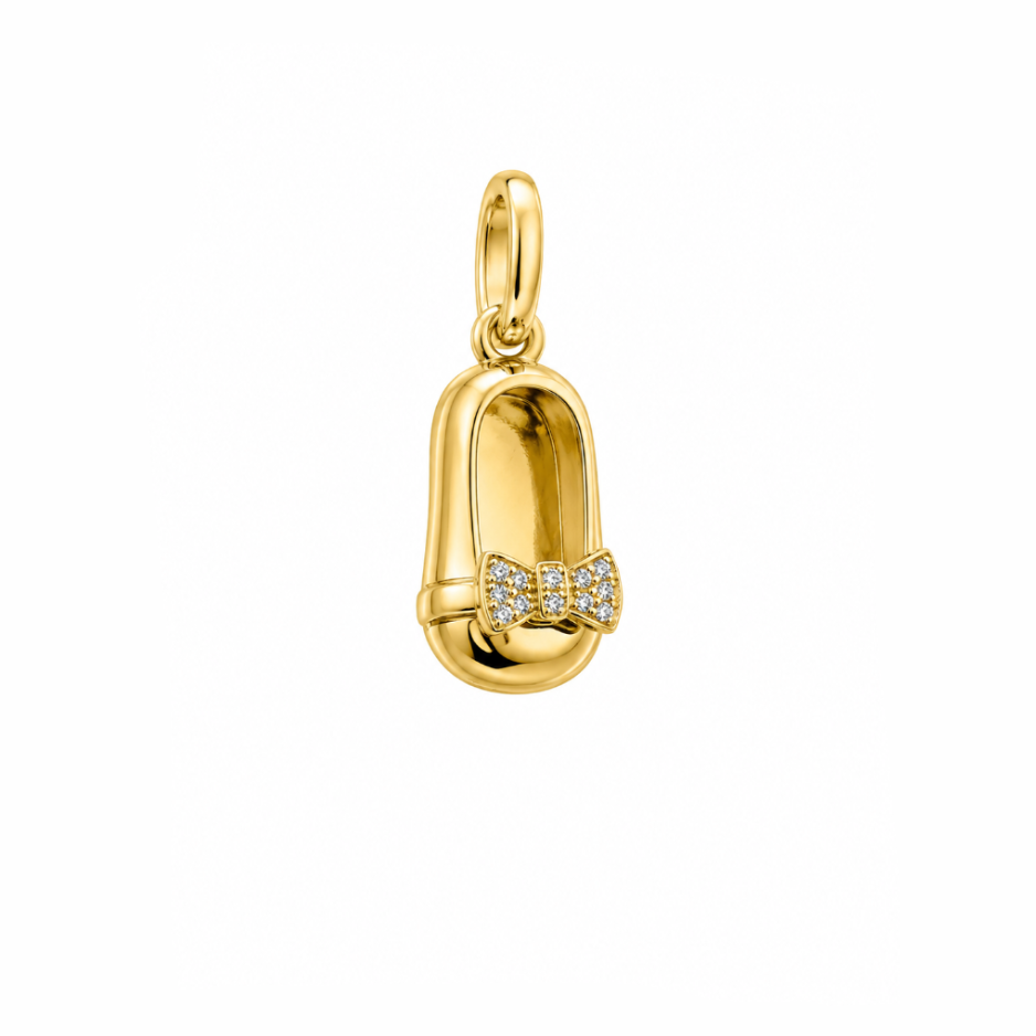 Solid Gold and Diamond Baby Girl Shoe