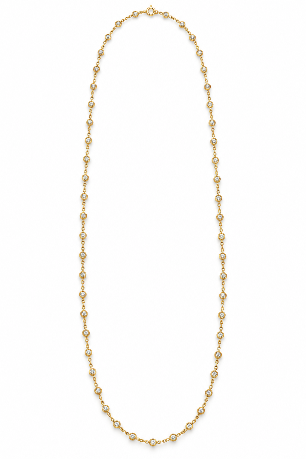Fluted Bezel Diamond Long Necklace