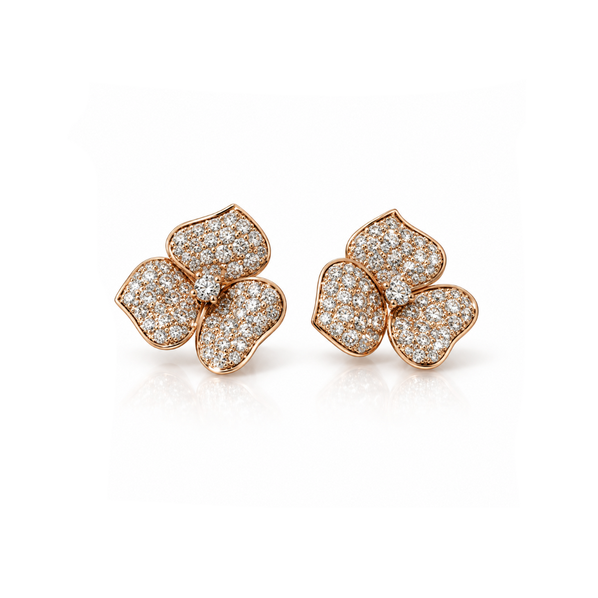 Bezel Diamond Floral Earrings