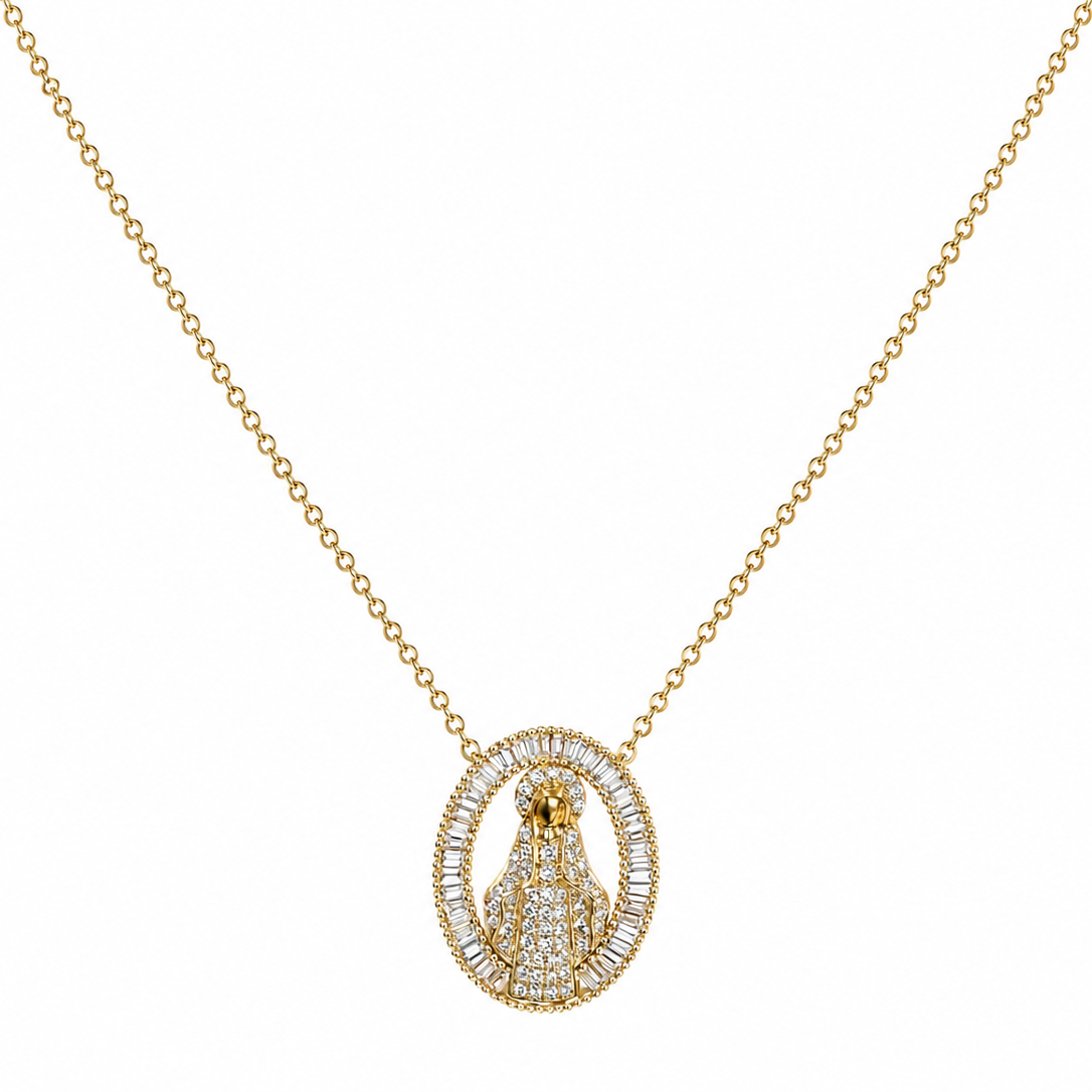 Virgin Mary Diamond Halo Necklace