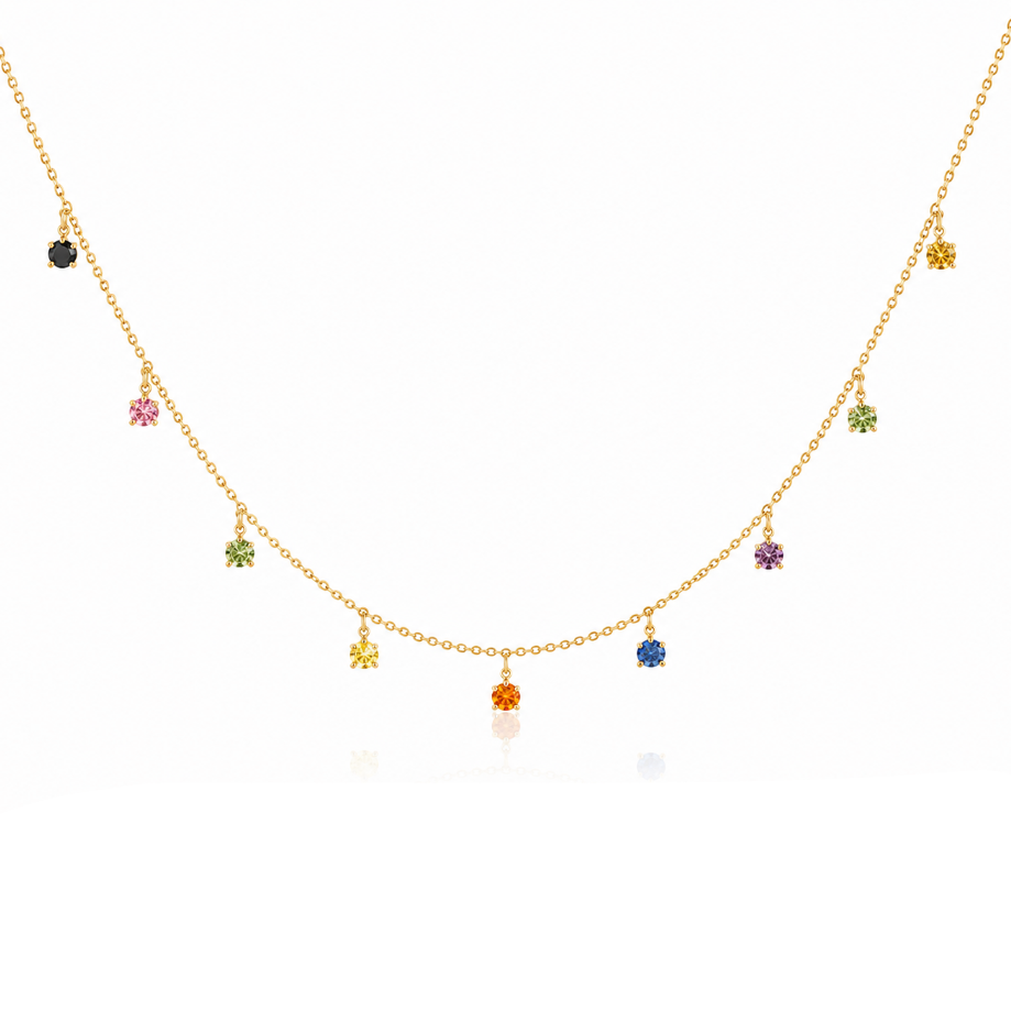 Multicolored Sapphires Drop Necklace
