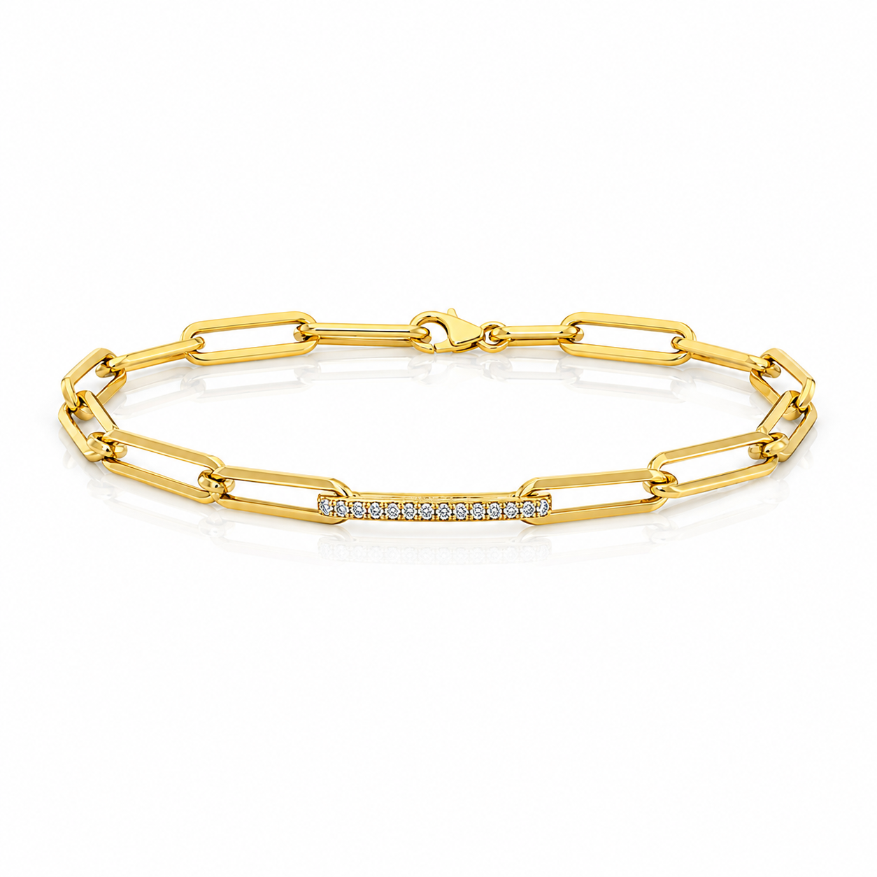 Single Diamond Paperclip Bracelet