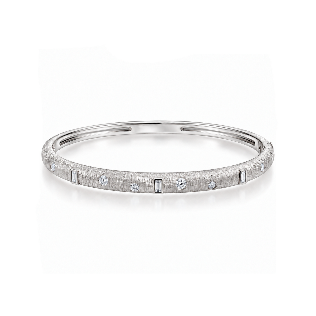 Brushed Multishape Diamond Bangle