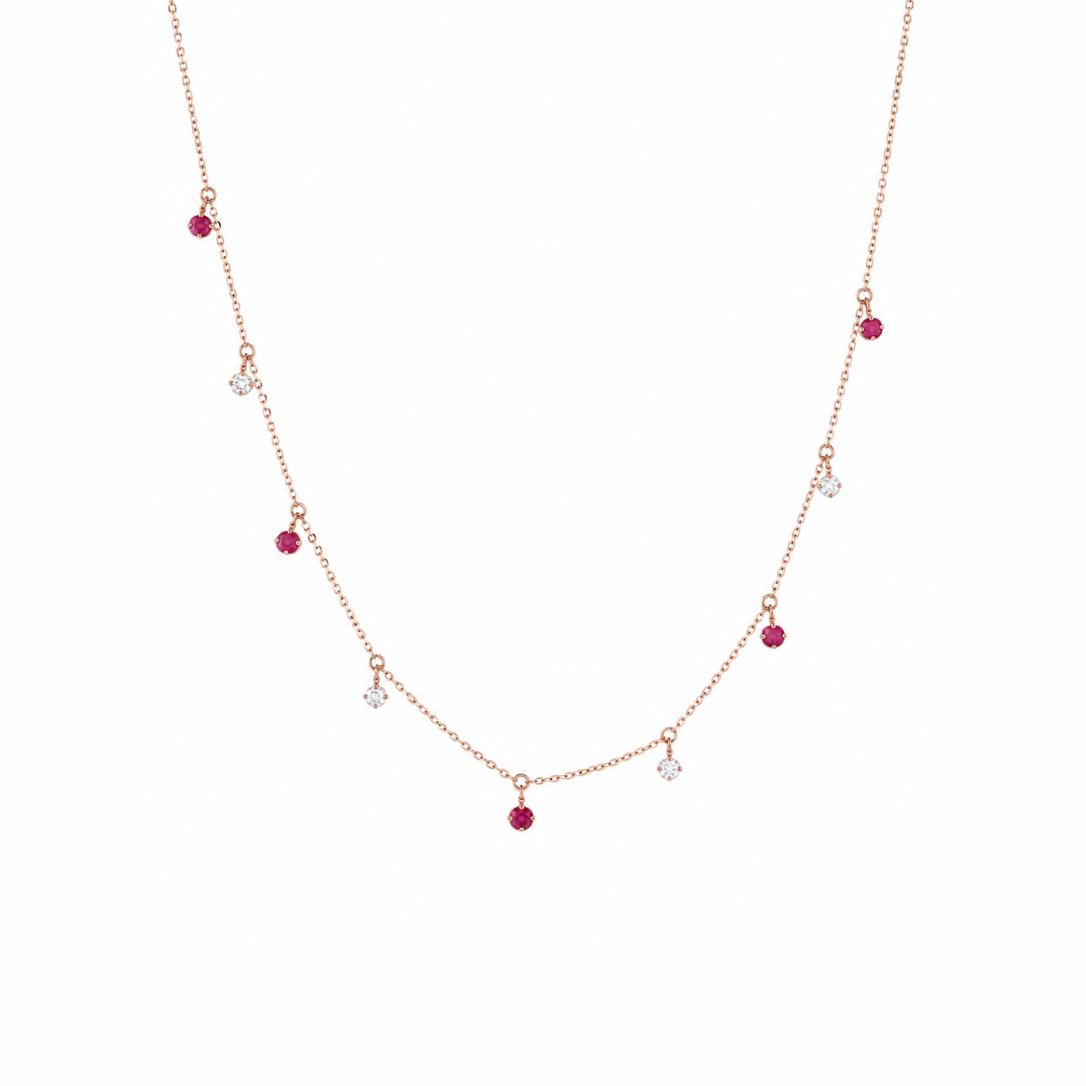 Ruby and Diamond Dangling Necklace