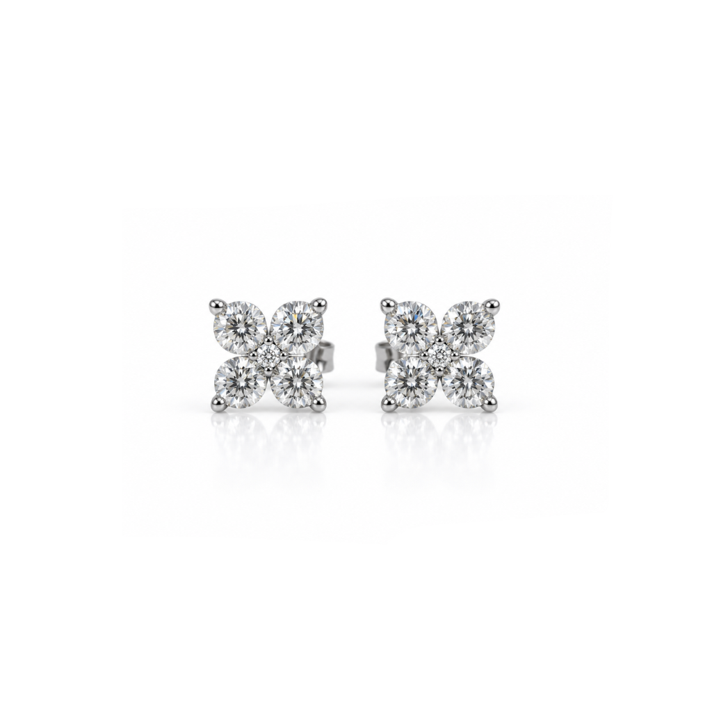 4 Petal Diamond Earrings