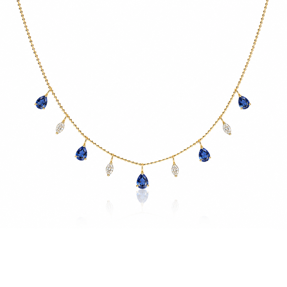 Sapphire & Diamond Drop Necklace