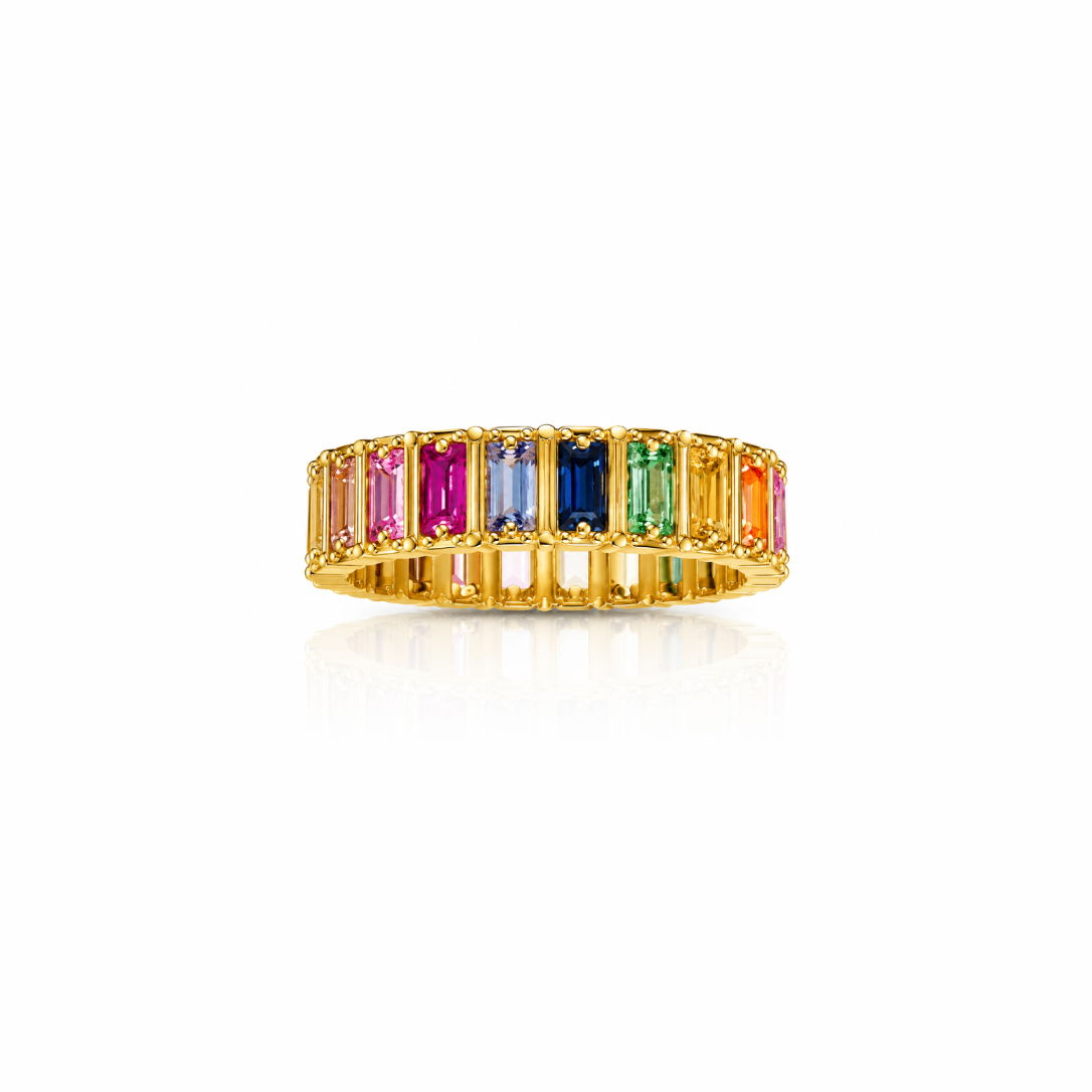 Rainbow Emerald Eternity Ring
