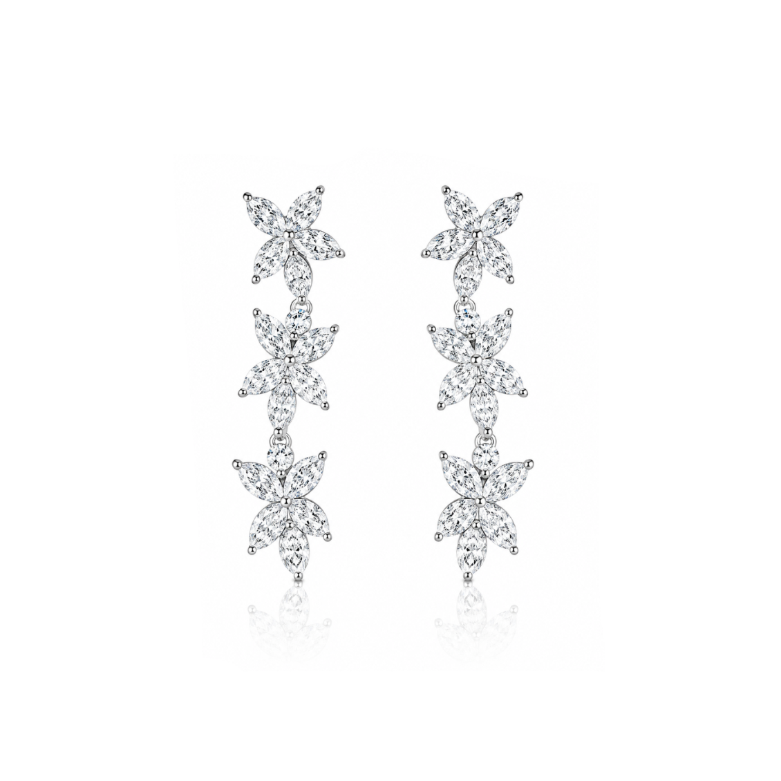 Marquise Diamond Flower Earrings