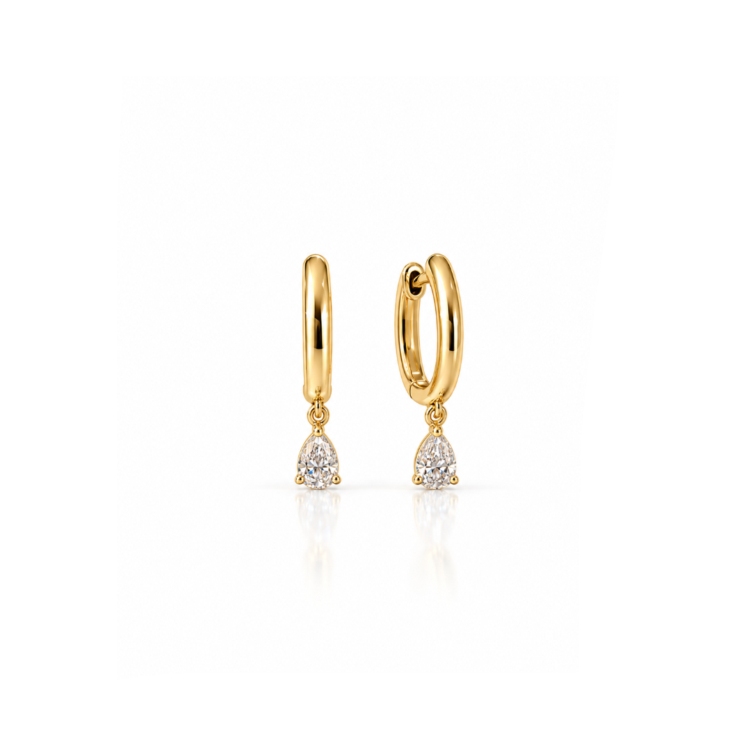 Mini Pear Diamond Hoops