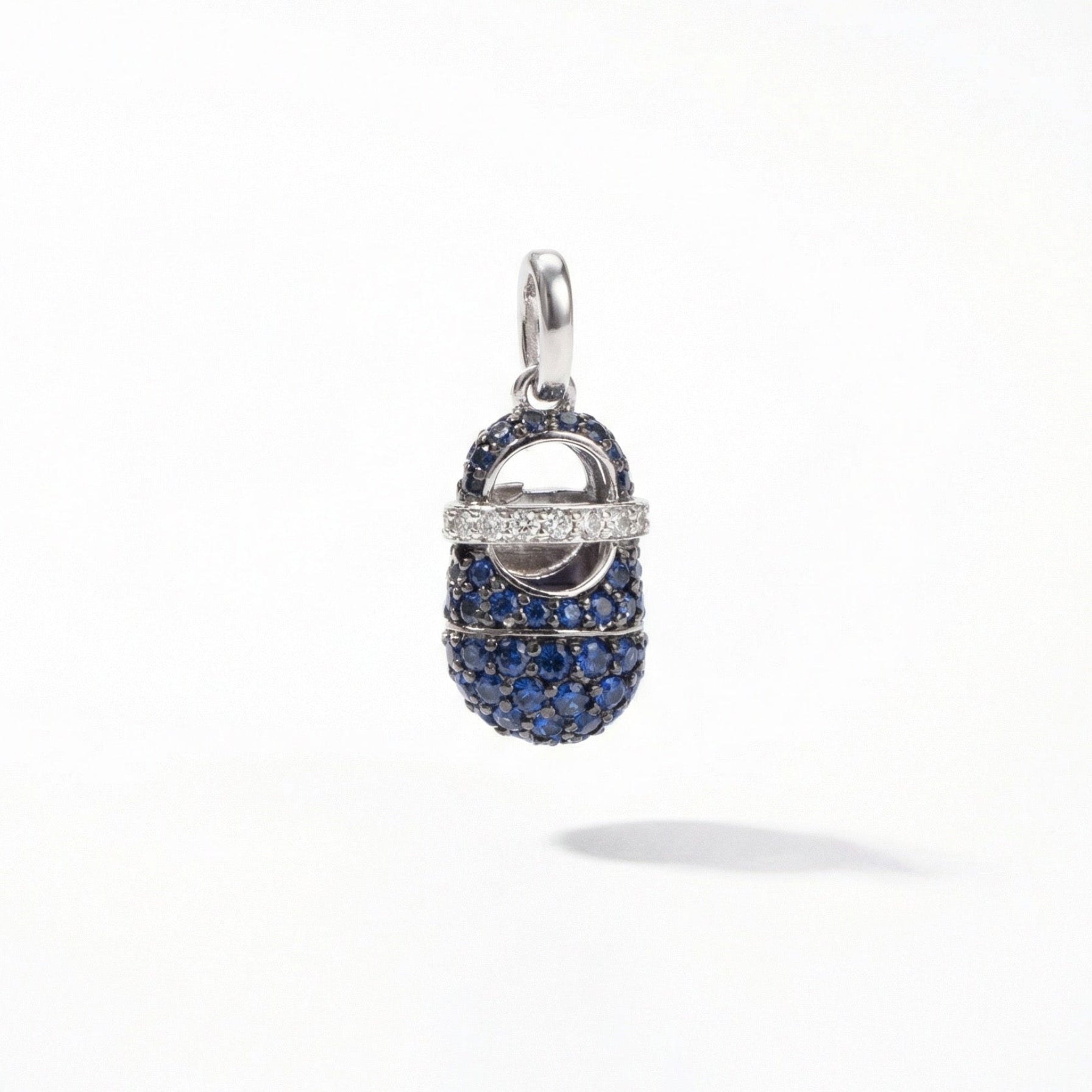 Blue Sapphire and Diamond Baby Boy Shoe