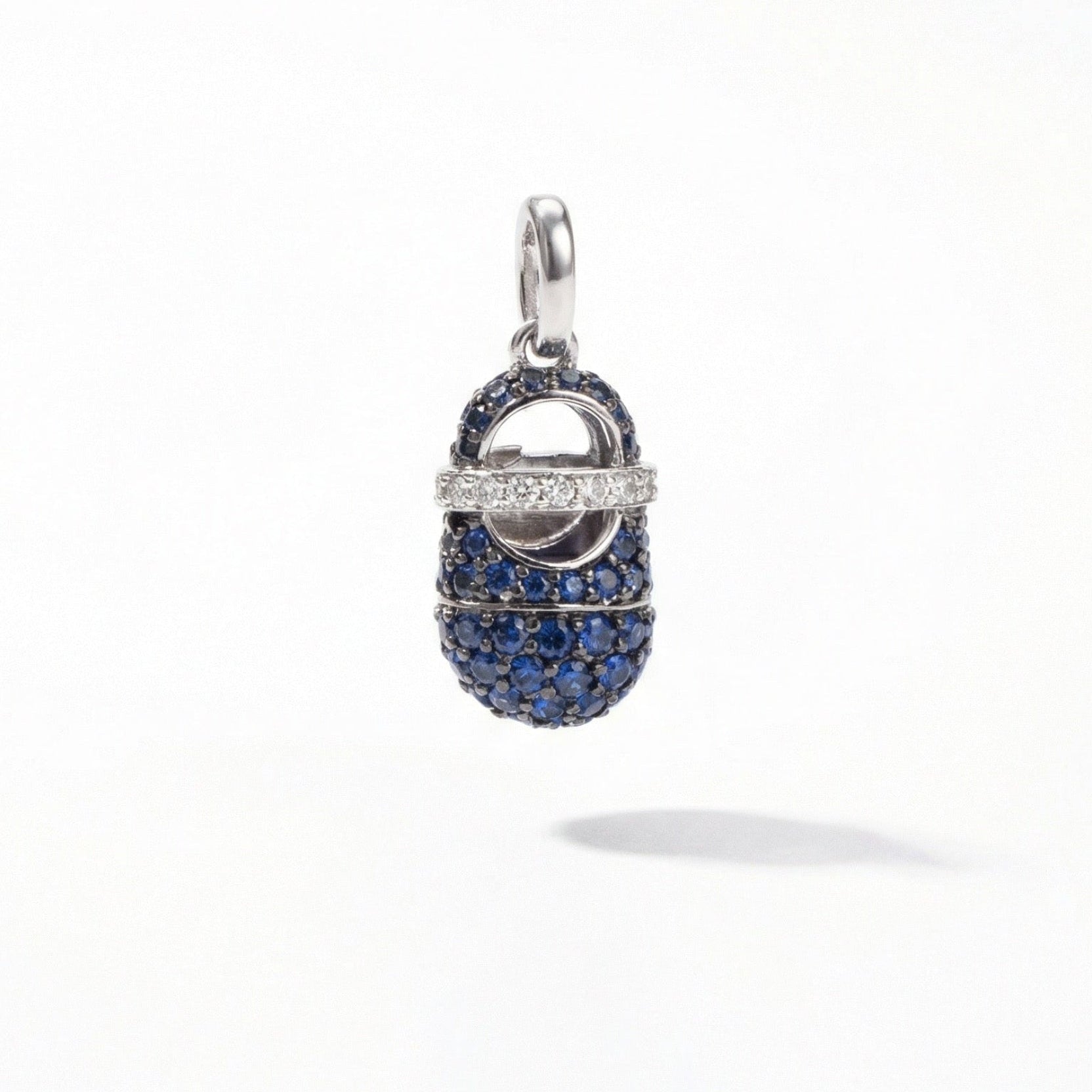 Blue Sapphire and Diamond Baby Boy Shoe