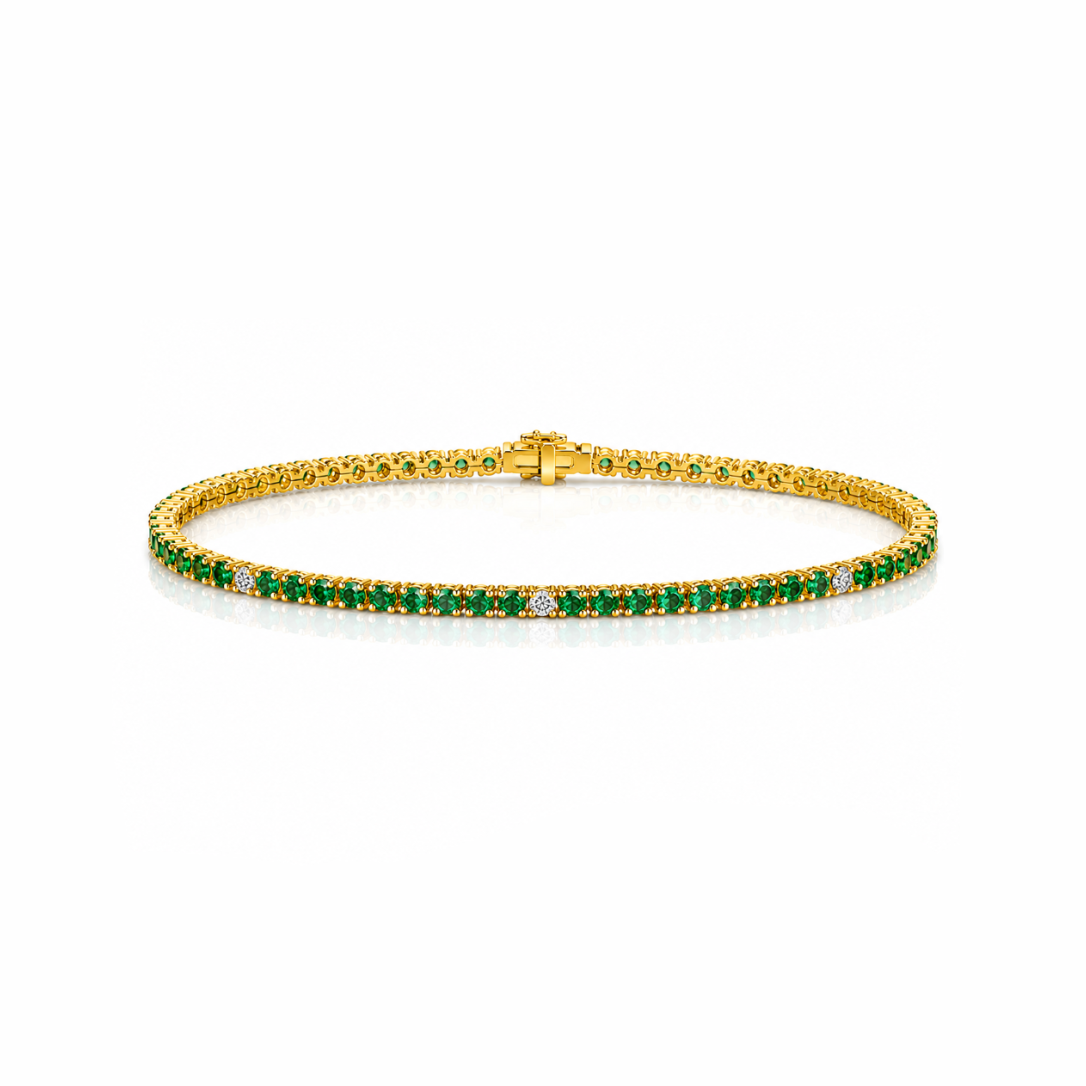 Emerald & Diamond Tennis Bracelet