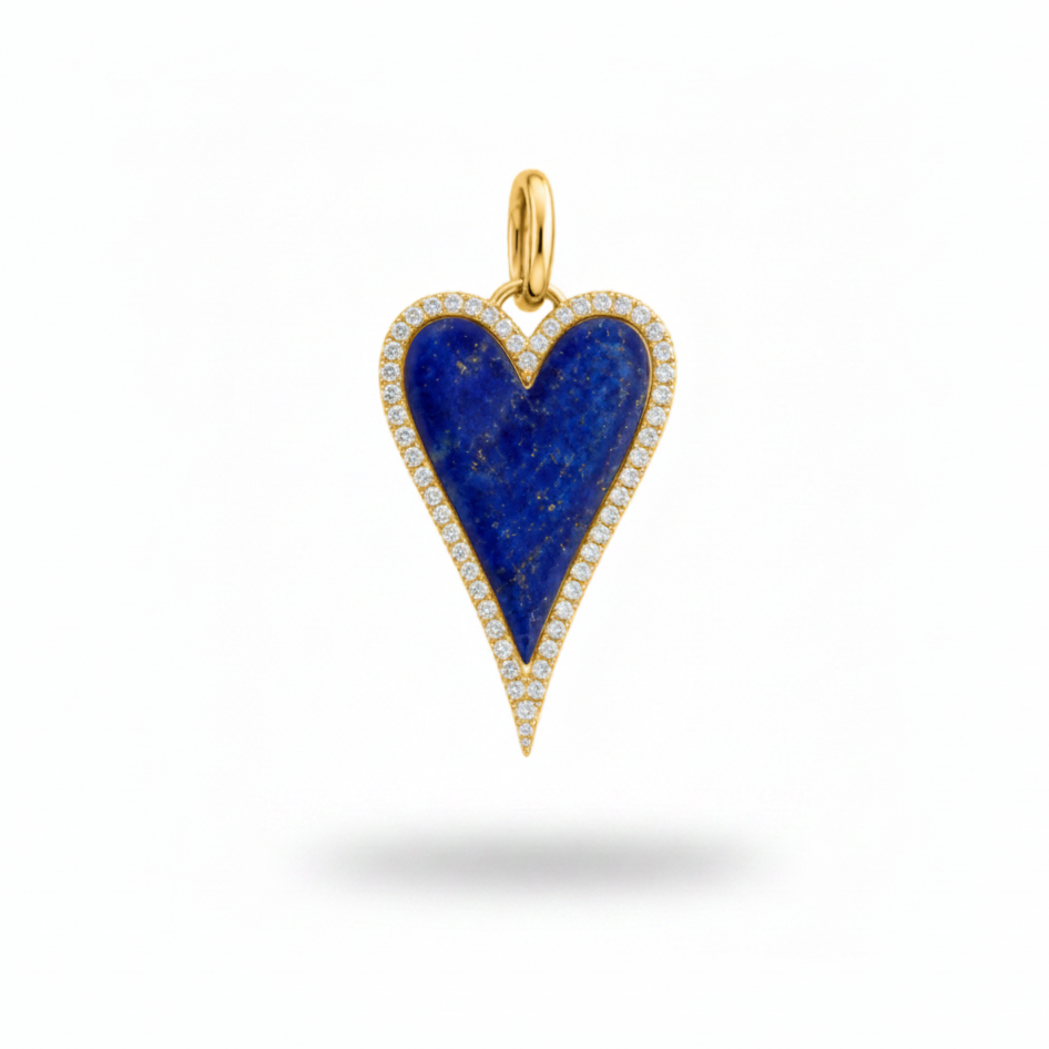 Lapislazuli and Diamond Heart Pendant