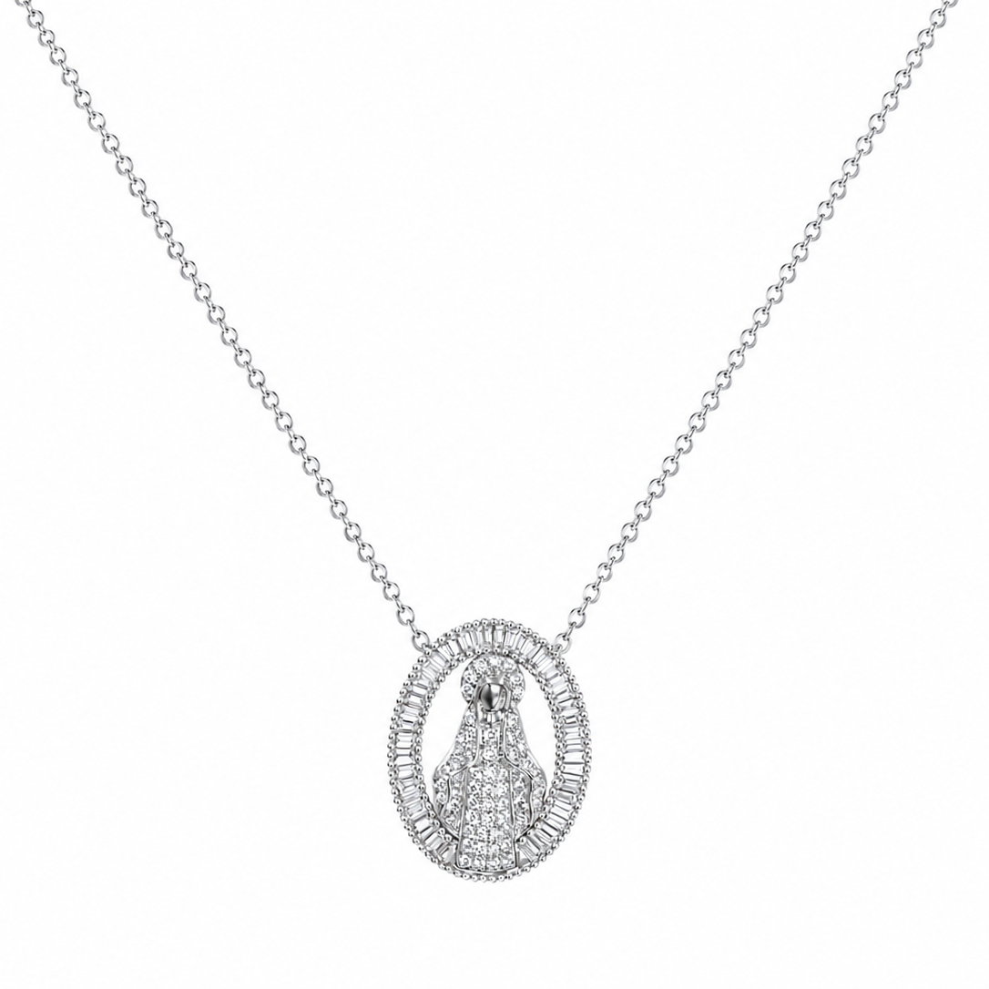 Virgin Mary Diamond Halo Necklace