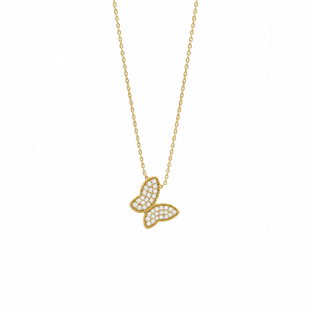 Sided Butterfly Diamond Necklace