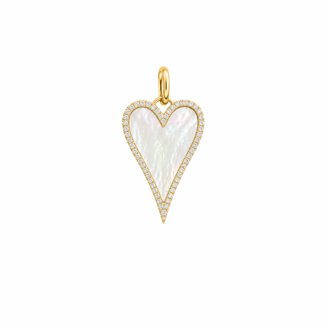 Mother of Pearl and Diamond Heart Pendant
