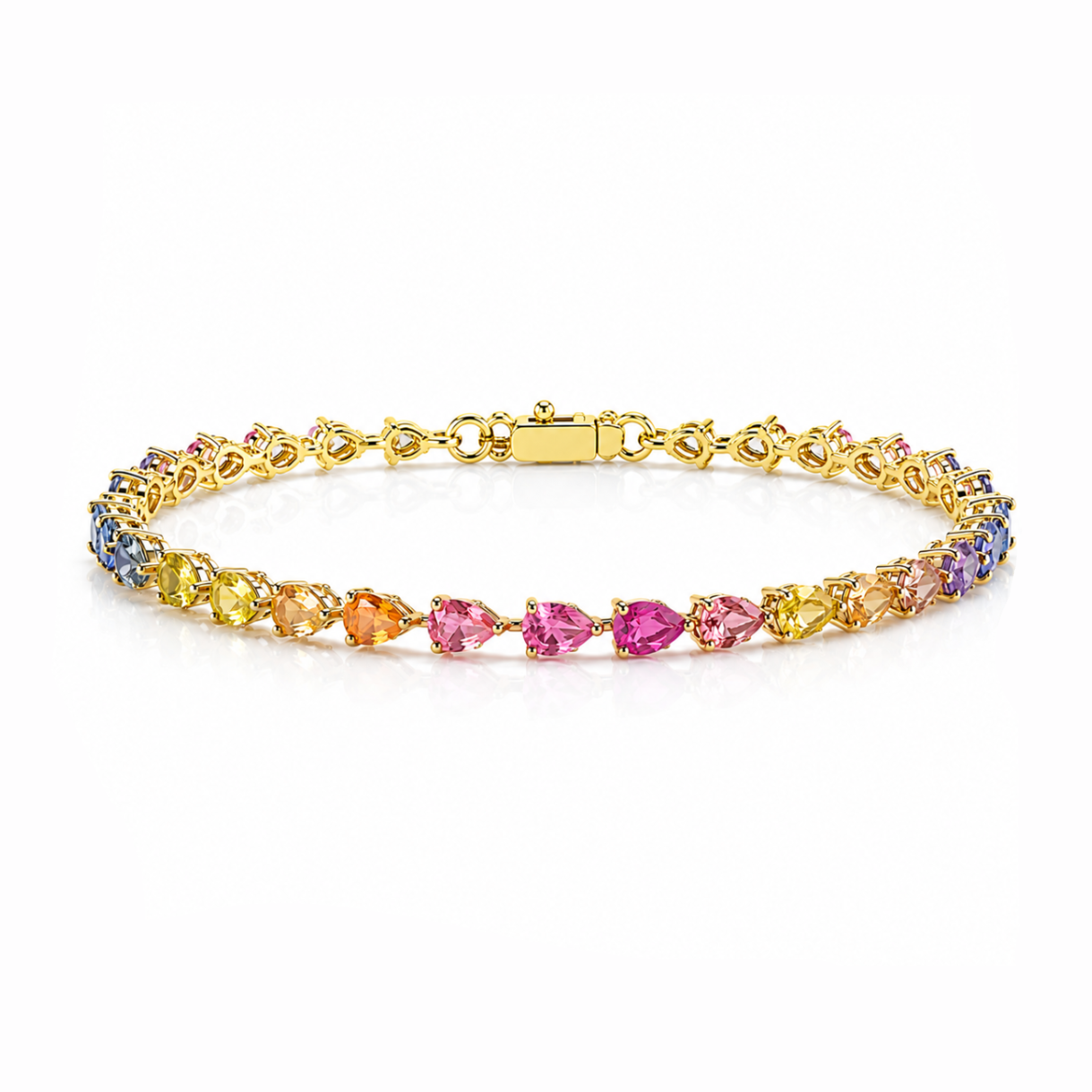 Rainbow Ombré Pear Cut Tennis Bracelet