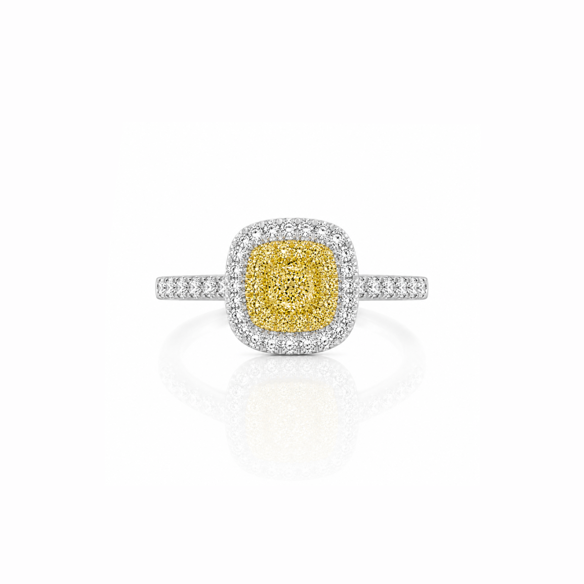 Yellow Diamond Cushion Ring