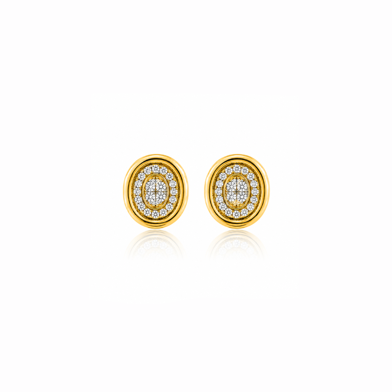 Oval Bezel Diamond Earrings