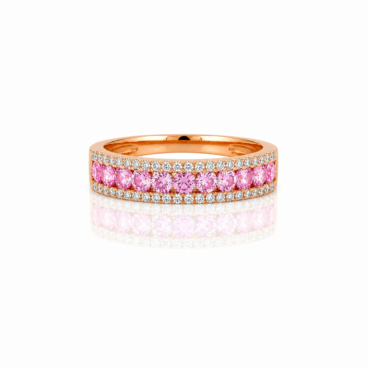 Pink Sapphire & Diamond Band