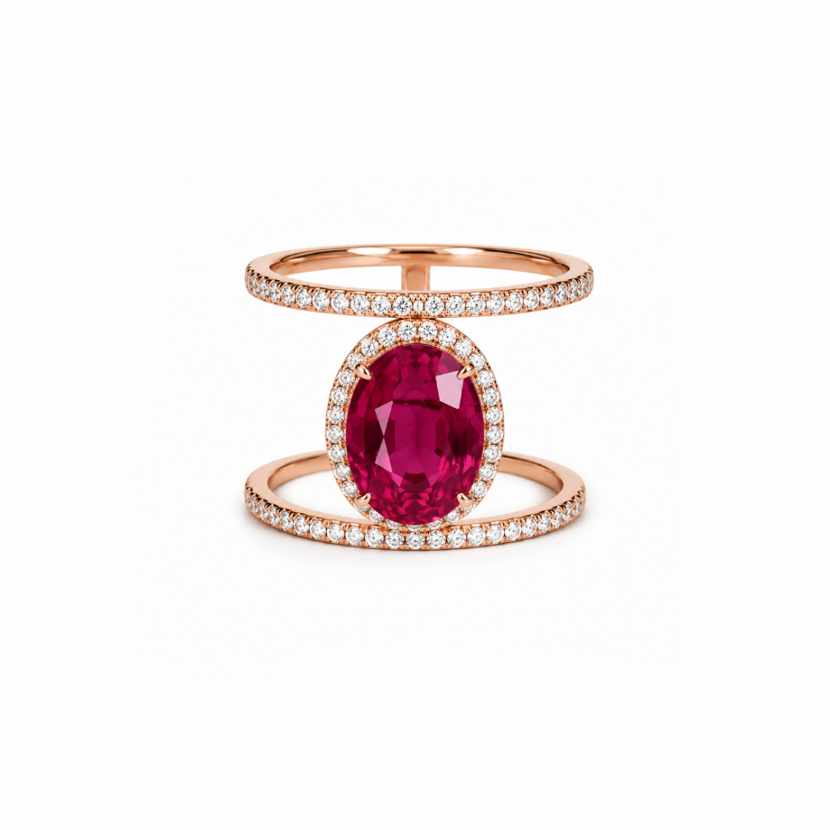 Ruby Orbit Halo Ring