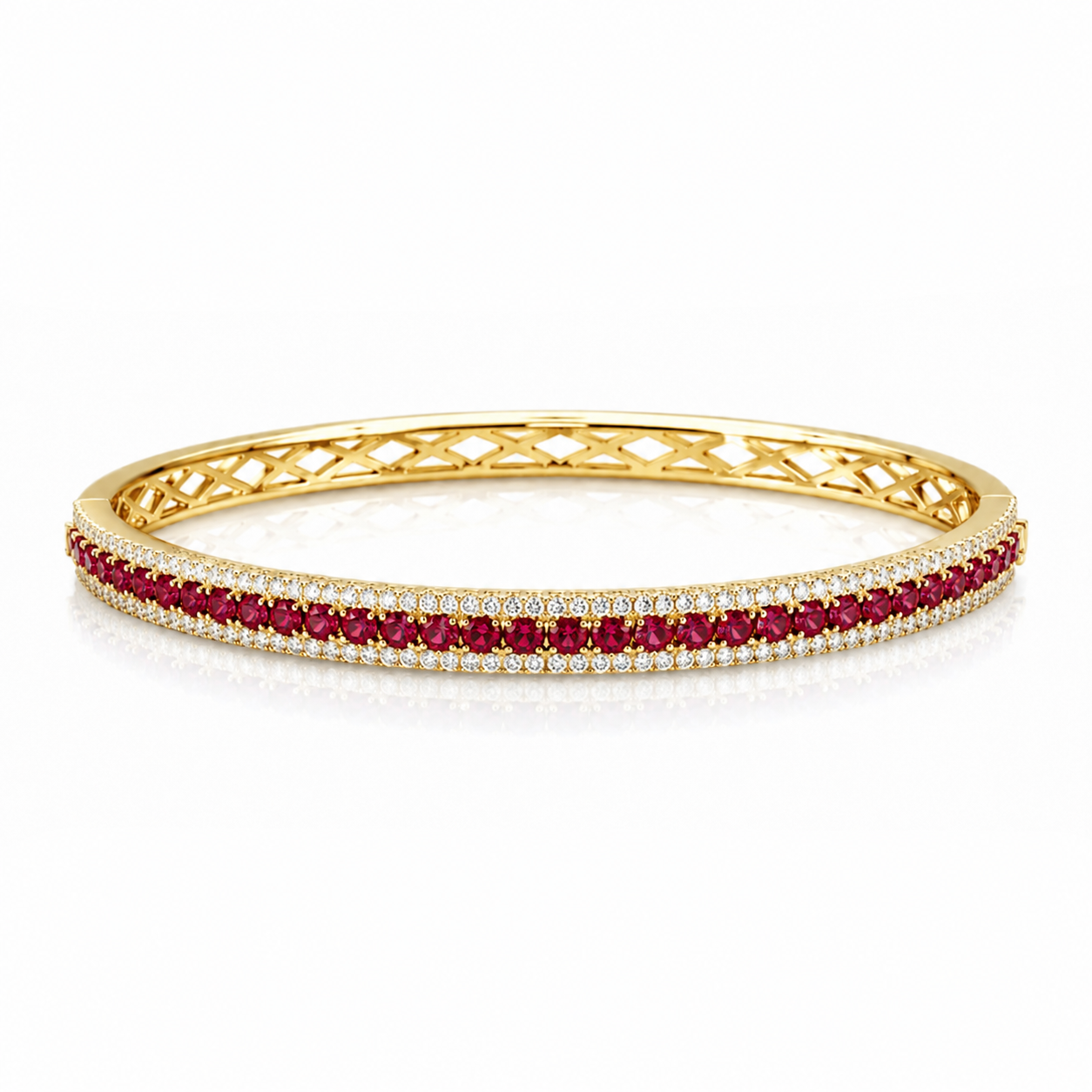 Ruby & Diamond Halo Bangle