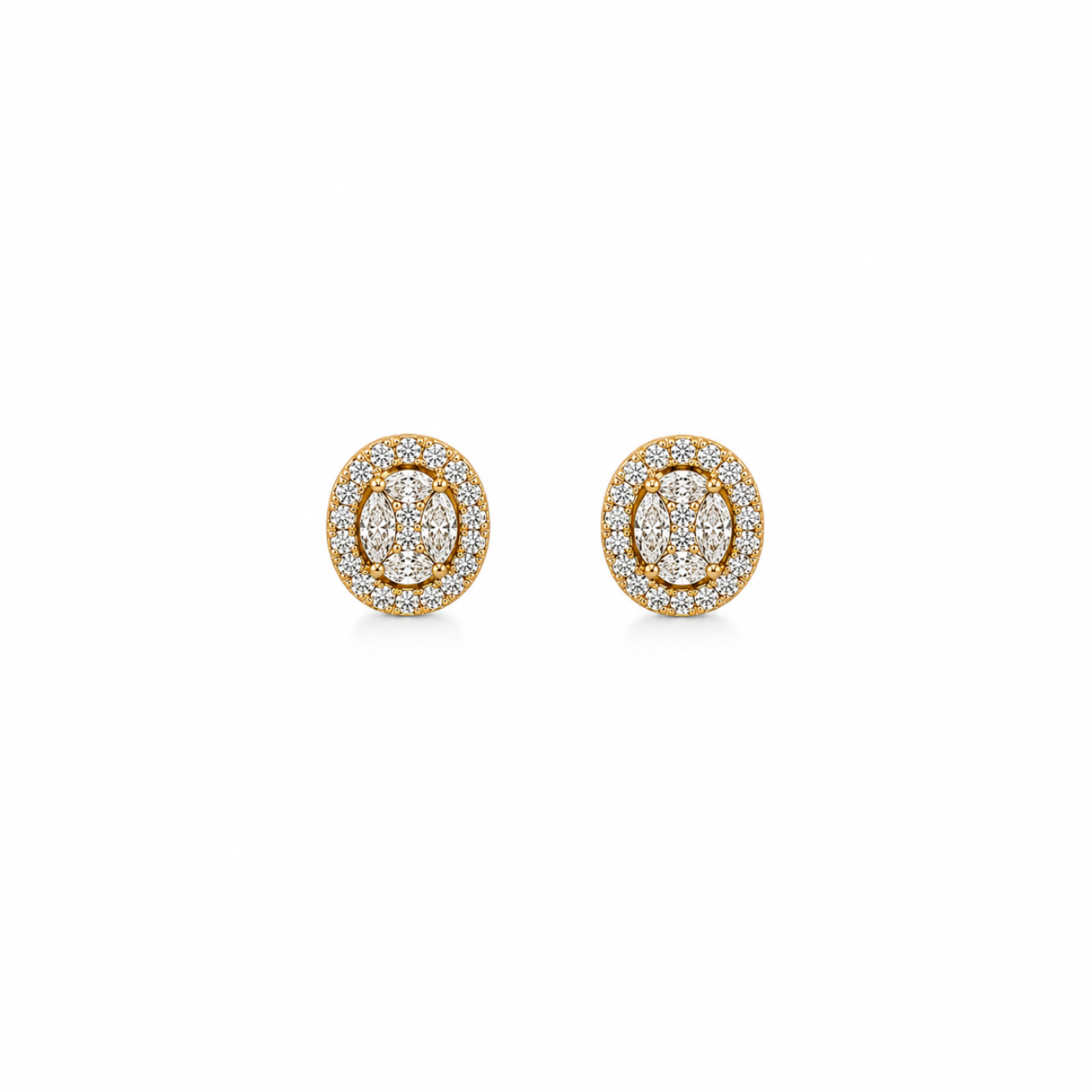 Ilussion Halo Oval Stud Earrings